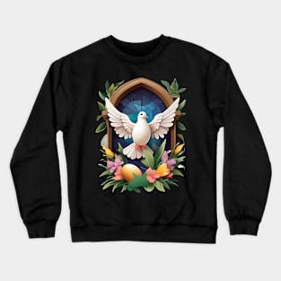 Easter Dove with Spring Vibes  Religious Art Gifts Crewneck Sweatshirt